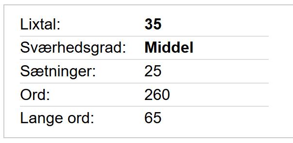 lix beregner læsbarhed analyse