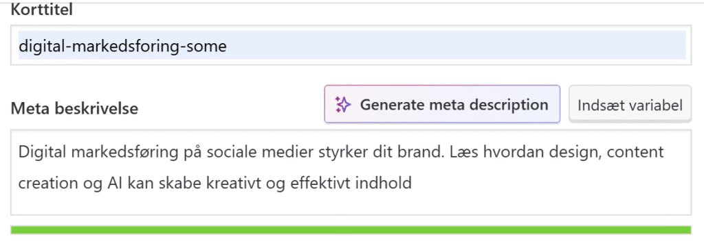 yoast seo meta beskrivelse og korttitel