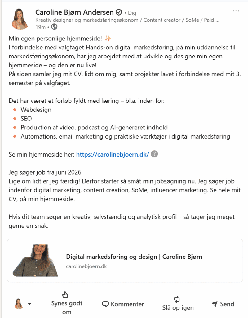 linkedin opslag caroline